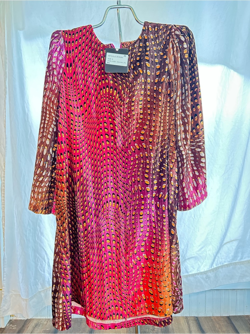 BYU Made in Italy Vibrant Pink & Brown Printed Shift Dress